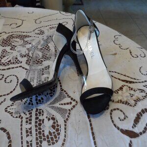Chanel 2013 Collection Black Silk & PVC D’Orsay Pumps Heels Size 38.5B